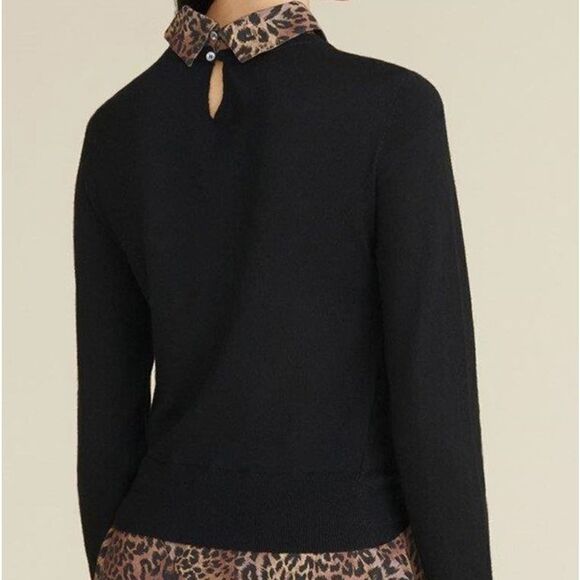 VERONICA Beard Animal Print Layered Sweater Shirt Mixed Media Mocha Mousse NWT - Picture 7 of 10